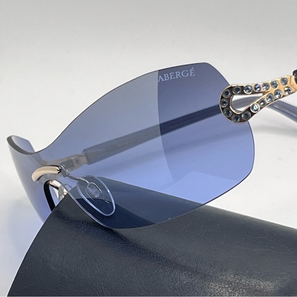 Faberge VTG 23K GP Swarovski Crystal Blue Sunglasses Sunnies EUC main image 13